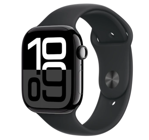 Apple Watch Series 10 46mm Jet Black Aluminum Case w/ Apple OEM Band A2999 GPS Only smartwatch