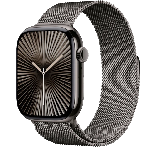 Apple Watch Series 10 46mm Natural Titanium Case w/ Milanese Loop A3003 GPS Cellular smartwatch